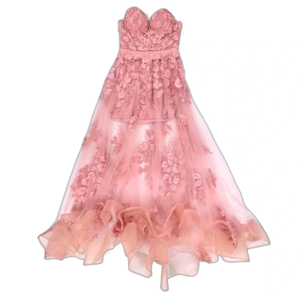 JOVANI 02845 Floral Applique Embellished Corset Gown Pink Romantic Pageant HOCO - Picture 13 of 14